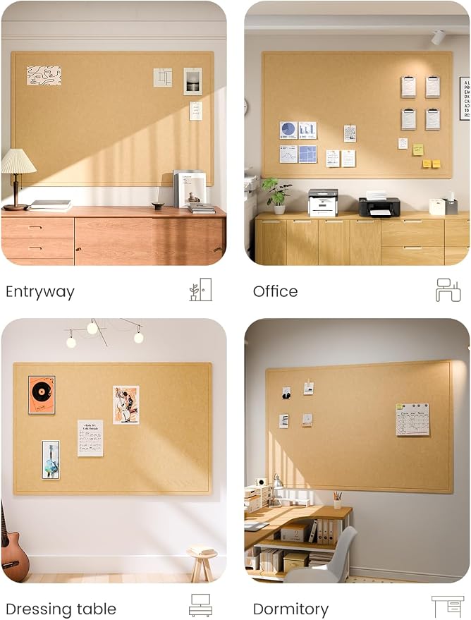 Fluxynara Large Bulletin Board, 70.8" x 47.2" Cork Board Alternative - Image 7