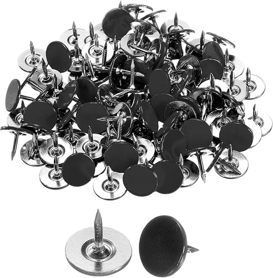 uxcell 100Pcs Upholstery Tacks, 11mmx10mm Flat Head Thumb Tack Decorative Furniture Nails Push Pins for Furniture Sofa Headboards, Black-DeskLoop Office