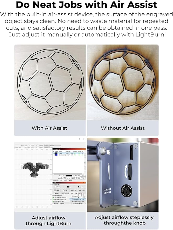 Creality 72W Output Power Laser Engraver, Falcon Pro 10W with Air Assist Laser Engraving Machine, CNC Machine Laser Engraver for Wood and Metal, Paper, Acrylic, Leather-DeskLoop Office