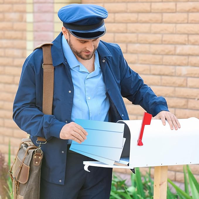 100 Pcs #10 Business Envelopes Colorful Self Adhesive Standard Envelopes Gradient for Office Check Invoices Letters Letterhead Invitations Announcements 4-1/8 x 9-1/2''(Gradient Blue)-DeskLoop Office