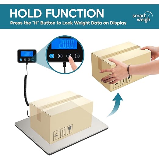 Smart Weigh 440lbs x 2 oz. Pro Digital Shipping and Postal Scale USB-C or Battery Power with Wide Stainless Steel Large Platform, UPS USPS Post Office Postal Scale and Luggage Scale-DeskLoop Office