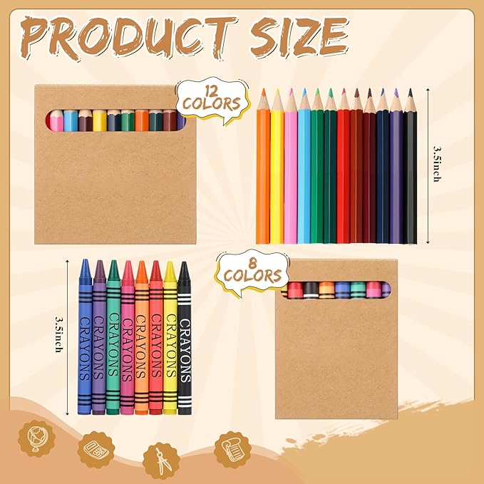 10 Sets Bulk Back to School Supplies, Colored Pencils Pre-Sharpened and Crayons Holiday Bundle in Box Mini Pencils Crayons Bulk Classroom Teacher Supplies, Cute Back to School Gifts-DeskLoop Office