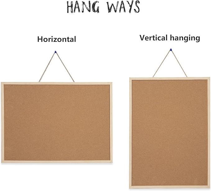 20” x 28” Cork Boards for Walls with Wooden Frame 1pack, Whiteboard and Cork Board Combo Double Sided Office Board for Wall Organizer, Bulletins Board Hanging Pin Board for School Home Office-DeskLoop Office