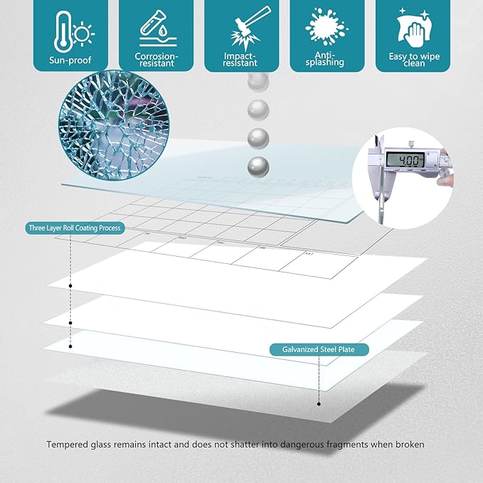 Magnetic Glass Whiteboard 36X24 Monthly Planner Calendar Dry Erase Board for Home, School, Office, Frameless, with Markers, Marker Tray, Eraser, Magnets (White)-DeskLoop Office