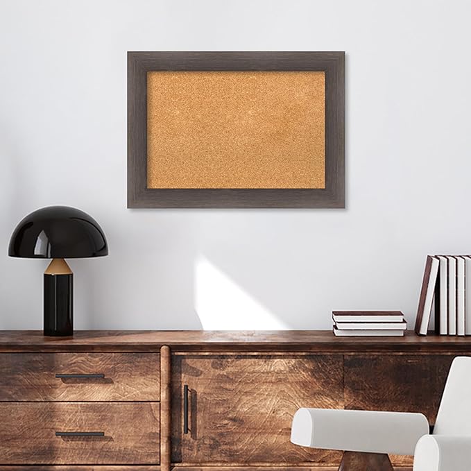Amanti Art Natural Cork Board for Wall, 21x29 Vision Board with Brown Wood Frame, Medium Corkboard Office Decor for Home Organization, Country Rustic Corkboard Pinboard to Display Items for Home-DeskLoop Office