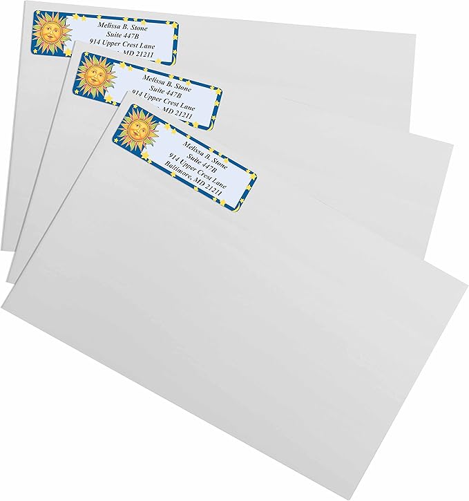 Celestial Blue Designer Rolled Address Labels with Elegant Plastic Dispenser-DeskLoop Office