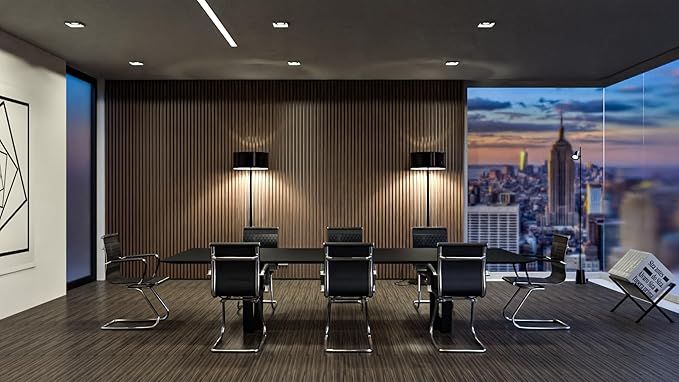 Office Guest Chairs - Set of 8 Modern PU Leather Mid Back Desk Chairs in Black-DeskLoop Office