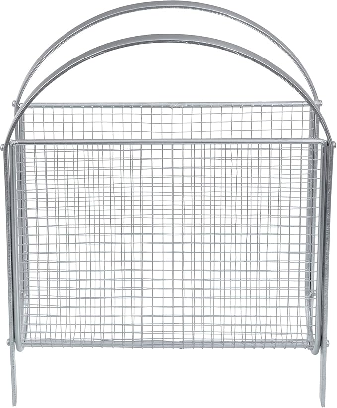MyGift Mid-Century Design Magazine Rack, Matte Black Tone Metal Mesh Freestanding Magazine Organizer Holder Sling (Silver)-DeskLoop Office