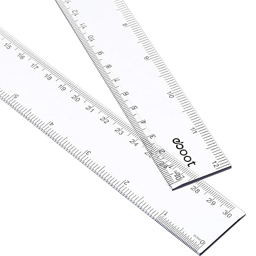 EBOOT 2 Pack Plastic Ruler Straight Ruler Plastic Measuring Tool for Student School Office (Clear, 12 Inch)-DeskLoop Office