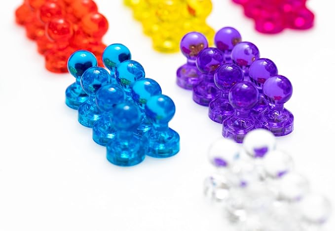 56 Colorful Magnets for Whiteboard | 7 Assorted Color Strong Push Pin Magnets | Perfect Magnetic Push Pins to use as Refrigerator Magnets, Whiteboard Magnet, Classroom Magnet-DeskLoop Office