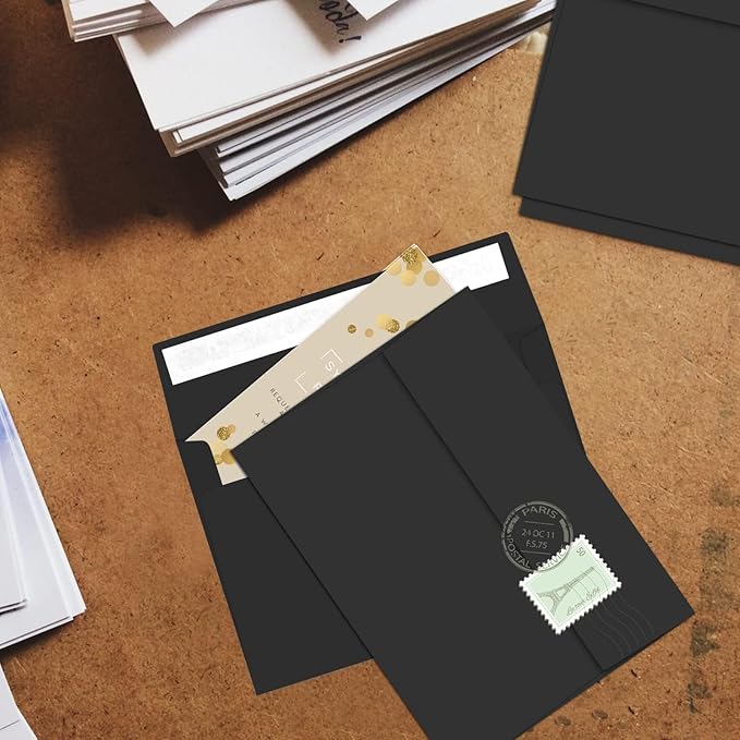 70 Packs A4 Envelope, Black A4 Envelopes, 4x6 Photo Envelopes for Invitations, Envelopes Self Seal for Weddings, Baby Shower, Photos, Postcards, Greeting Cards, Mailing-DeskLoop Office