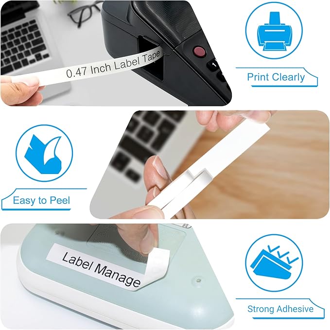 8P Flexible Label Tapes Compatible with Brother P Touch Label Tape TZe-FX231 Tape 12mm 0.47 Laminated White, Flexible-ID Wire Cable Labels Compatible with Brother Ptouch PT-D210 PT-D400 PTH100-DeskLoop Office