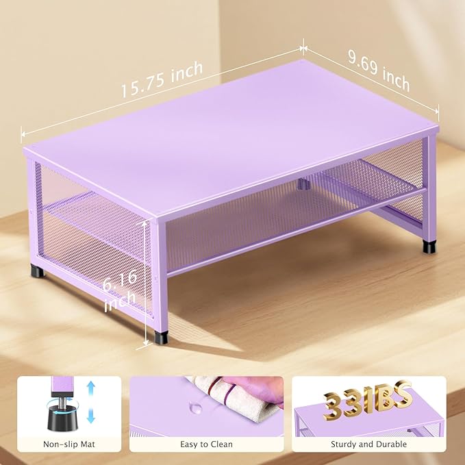Computer Monitor Stand Riser, Desk Organizers and Accessories, Printer & Laptop Stand, Office Desk Accessories & Desktop Workspace Organizers for Office Supplies (Purple)-DeskLoop Office
