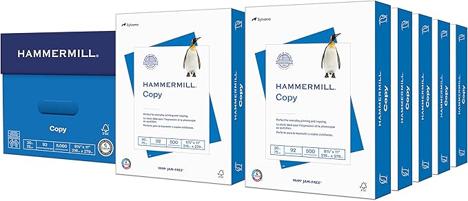 Hammermill Printer Paper, 20 lb Copy Paper, 8.5 x 11 - 10 Ream (5,000 Sheets) - 92 Bright, Made in the USA-DeskLoop Office
