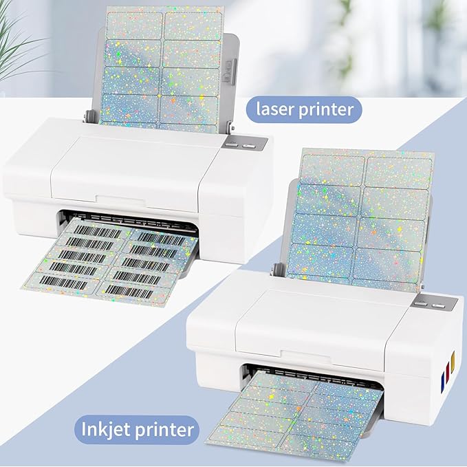 STARLIBOO Shipping Labels Stickers, 2"×4" Printable Holographic Mailing Labels for Laser/Inkjet Printing- Matte, Permanent Adhesive Sticker (Holographic Star)-DeskLoop Office