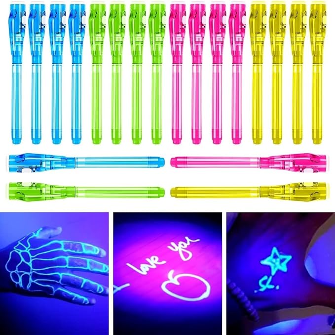 30 Pieces Invisible Ink Pen with UV Light Spy Pen Magic Marker Party Favors for kids 8 12 years Birthday Gifts Classroom Prizes Goodie Bags Stuffers for Kids-DeskLoop Office