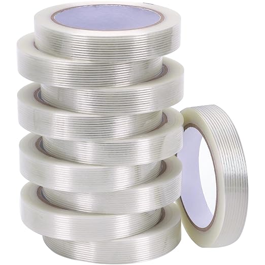 10 Pack 3/4 in×27YDS, Filament Strapping Tape, 270yds Total, Clear Fiberglass Reinforced Packing, Heavy Duty Wearproof Tape, Extra Thickness 5.5 mil-DeskLoop Office