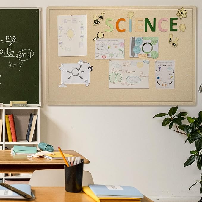 Large Bulletin Board - 60 x 36 Inches, Decorative Felt Pin Board for Wall - 5' x 3' Foldable Photo Display Board with Self-Adhesive Tape, Includes 20 Push Pins - Beige Brown