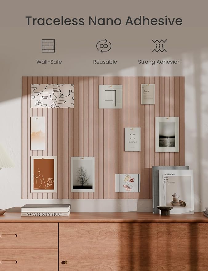 Bumusty Large Cork Board Alternative-47 x35 Felt Bulletin Board Tiles, with 30 Pushpins, 70 Adhesive Tabs, 12-Pack Slat Wall Paneling, Cork Boards for Office Push Pin Board Felt Board-Coral-DeskLoop Office