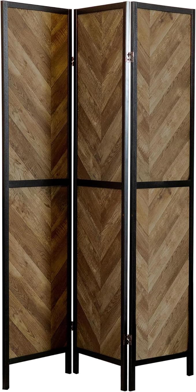 NicBex Room Divider 3 Panel Room Dividers with Herringbone Pattern Partition Room Dividers and Folding Privacy Screens Wall Divider for Home, Room Separation,52"W x 0.75"D x 70.25"H, Rustic Tobacco-DeskLoop Office