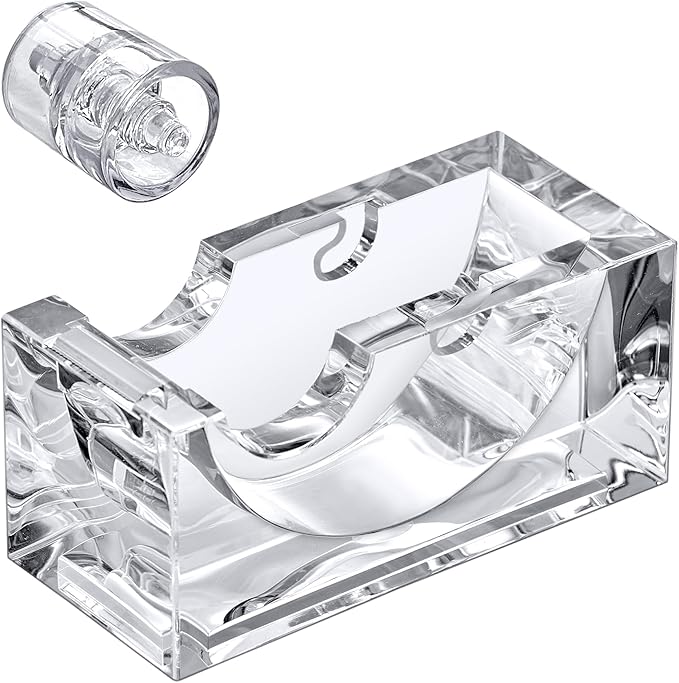 Amazing Abby - Tanya - Acrylic Tape Dispenser (1-Pack), Plastic Label Roll Holder, Clear Sticker Organizer, Perfect Office Desktop Storage Solution for Tapes, Labels, Stickers, and More-DeskLoop Office
