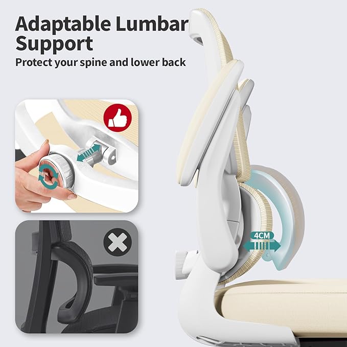 TRALT Office Chair Ergonomic Desk Chair, 330 LBS Home Mesh Office Desk Chairs with Wheels, Comfortable Gaming Chair, High Back Office Chair for Long Hours (Beige)-DeskLoop Office