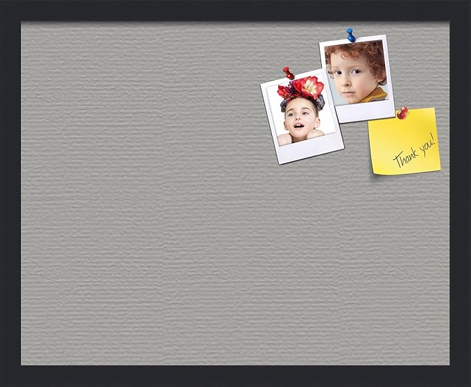 PinPix 20x16 Inch Cork Bulletin Board. This Decorative Framed Pin Board Comes with Dark Stone Design and a Satin Black Frame. Ideal for Home Office Decor or Message Board (PinPix-1808)-DeskLoop Office