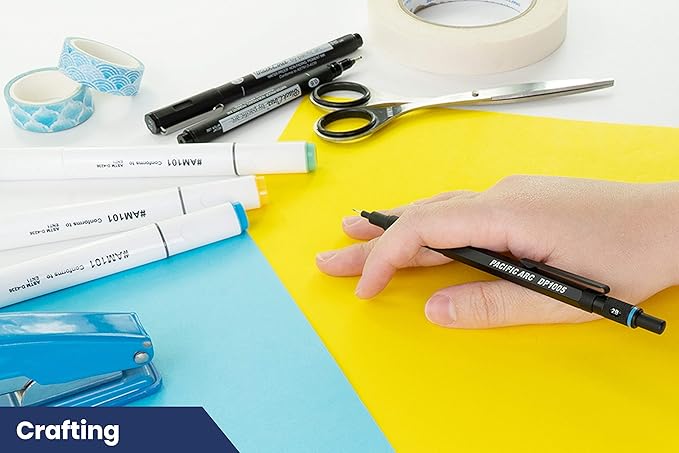 Pacific Arc Chromagraph Metal Mechanical Pencil .5 mm Black Barrel Mechanical Pencil with Built In Lead Pencil Grade Indicator, Lead Pencil Holder for Drafting, Sketching, and Drawing-DeskLoop Office