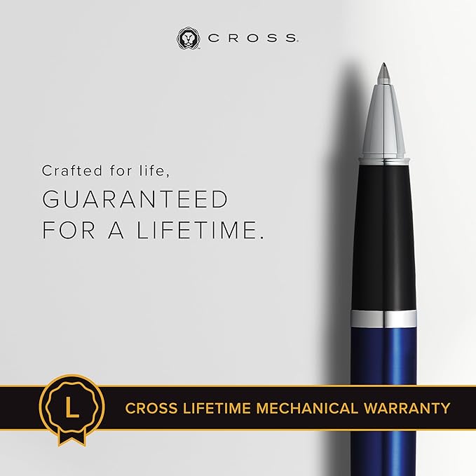 Cross Bailey Refillable Rollerball Pen Presented in a Premium Gift Box - Medium Point, Black Ink, Blue-DeskLoop Office