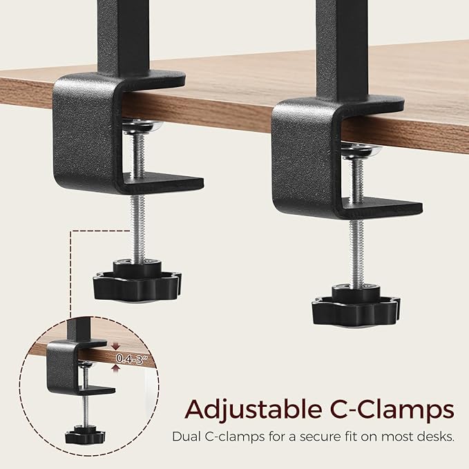 Clamp On Desk Organizer, 3-Tier Desktop Bookshelf, Adjustable Desk Storage Shelf, Metal Frame, for Office, Study and Game Room, Black DSBK3601-DeskLoop Office