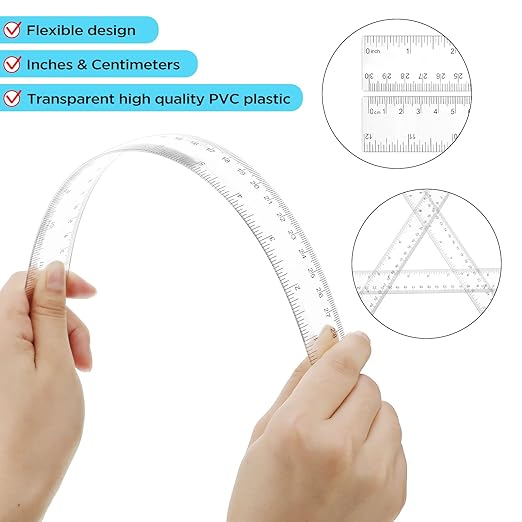 Zonon 200 Pieces 12 Inch Ruler Bulk Clear Plastic Flexible Straight Metric Rulers with Centimeters and Inches Drafting Measuring Tool for Classroom School Students Education-DeskLoop Office