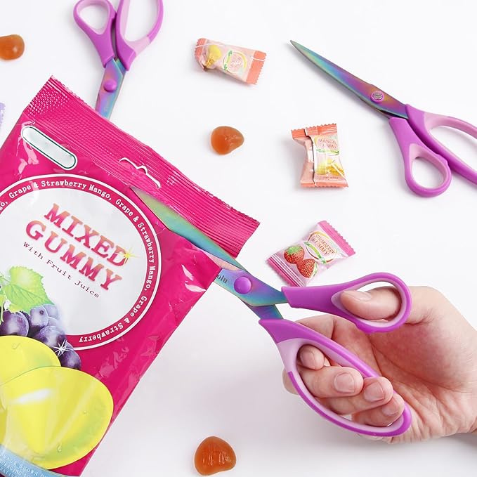 8.5" Scissors Bulk Set of 12-Pack, Sharp Scissors all Purpose Heavy Duty, Non-Stick and Titanium Coating Blade, Multipurpose Shears for Office Home School Sewing Fabric DIY Craft Supplies-DeskLoop Office