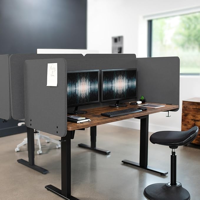 VIVO Clamp-on/Screw-on 60 x 24 inch Privacy Panel, Sound Absorbing Cubicle Desk Divider, Acoustic Partition, Dark Gray, PP-1-V060D-DeskLoop Office
