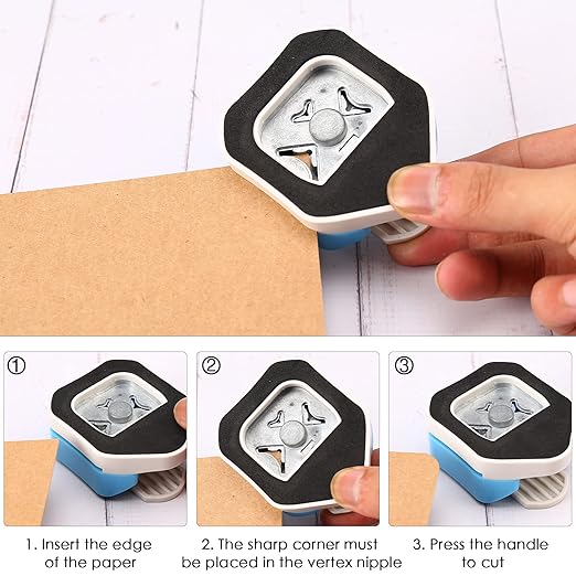 LOONENG 3 Way Rounded Corner Punch, 4mm, 7mm, 10mm 3 in 1 Corner Cutter for Paper Crafts, Laminator, Cardstock, DIY Projects, Photocards, Card Making and Scrapbooking-DeskLoop Office