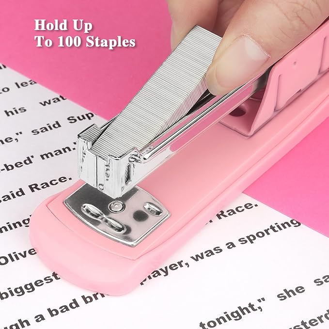Tamaki Stapler, Office Stapler, Staplers for Desk(Pink)-DeskLoop Office