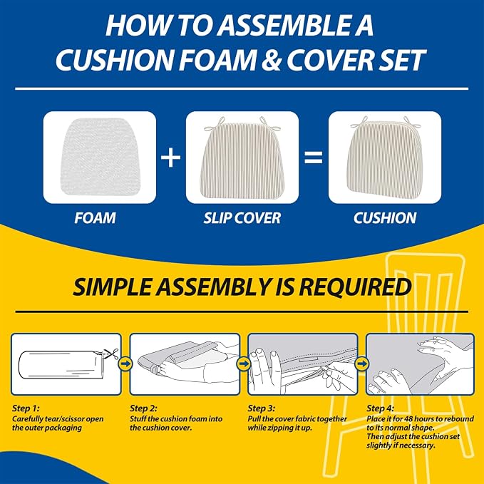 AAAAAcessories D-Shaped Chair Cushions, Machine-Washable Cover, Natural Sand - Image 9