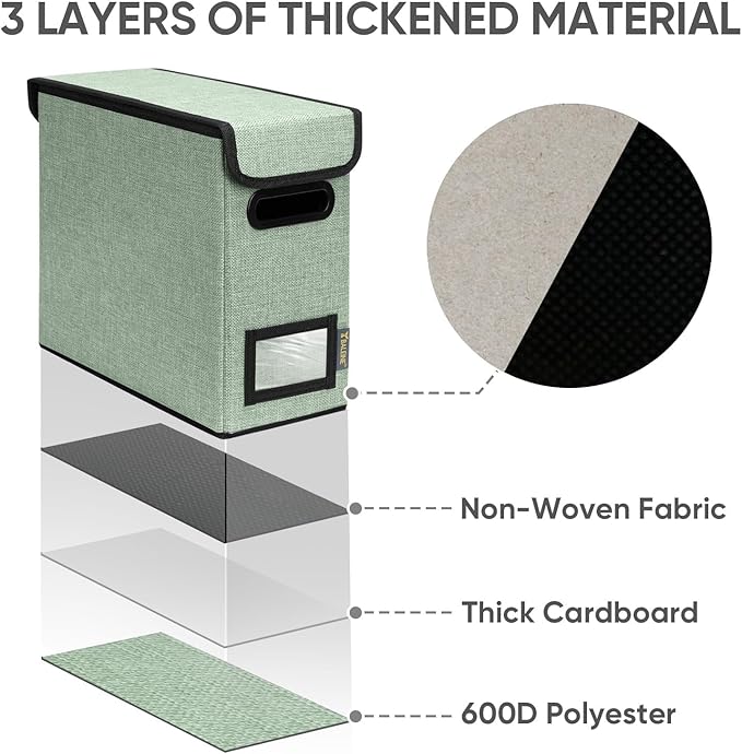 BALEINE File Organizer Box with Lid, Collapsible File Folder Organizer with Plastic Slide, Hanging File Folder Box for Office Document Storage (2 Pack, Green, S)-DeskLoop Office