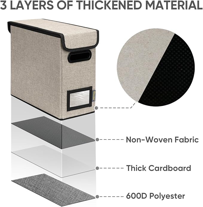 BALEINE File Organizer Box with Lid, Collapsible File Folder Organizer with Plastic Slide, Hanging File Folder Box for Office Document Storage (1 Pack, Beige, S)-DeskLoop Office