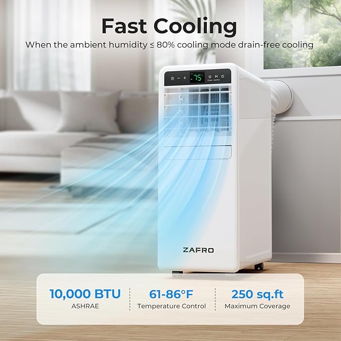 10,000 BTU Portable Air Conditioner, 3-IN-1 Smart AC Unit with Fan/Dehumidifier/Drainage-free Cooling, APP/Voice/Remote/Touch, 47 dB, Sleep Mode, Window Installation Kit, 24H Timer for Home/Office-DeskLoop Office