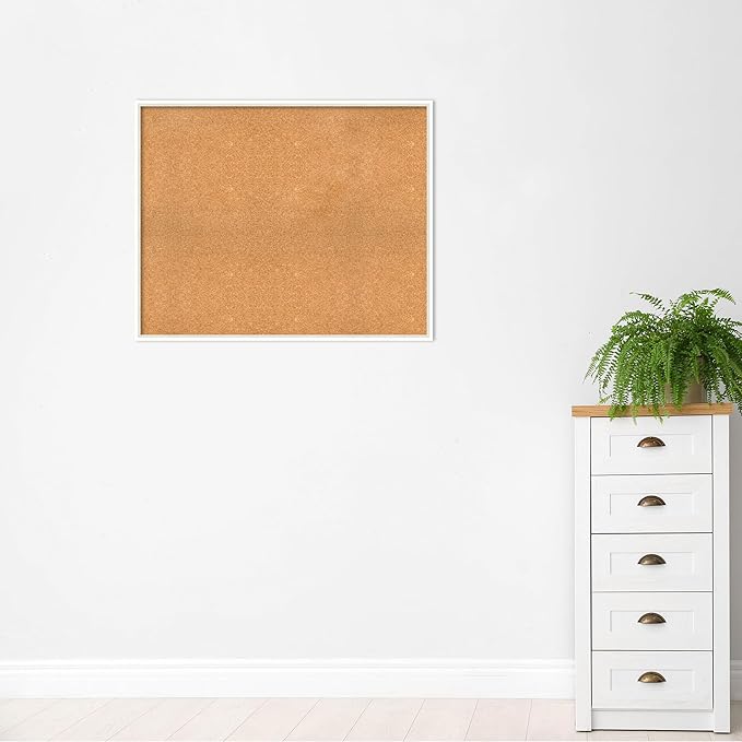 Amanti Art Natural Cork Board for Wall, 33x41 Vision Board with White Frame, X-Large Corkboard Office Decor for Home Organization, Modern Corkboard Pinboard to Display Items for Home Organization in-DeskLoop Office