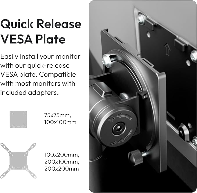 Pixio PS2S Titan Black Ultrawide Mega Heavy-Duty Premium Single Monitor Arm Stand fits up to 57 inch Monitors Holds up to 59.4lbs VESA Compatible Integrated Cable Management-DeskLoop Office