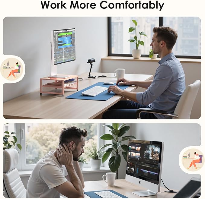 Computer Monitor Stand Riser, Desk Organizers and Accessories, Printer & Laptop Stand, Office Desk Accessories & Desktop Workspace Organizers for Office Supplies (Rose Gold)-DeskLoop Office