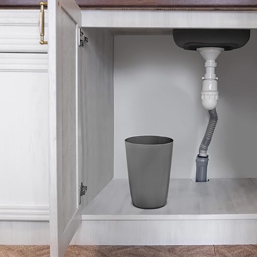 HOLDN’ STORAGE Small Trash Can - 1.58 Gallon Open Top Waste Bin, Compact Waste Can Perfect for Bathroom, Kitchen, Office, Dorm - Durable Garbage Can - Grey-DeskLoop Office