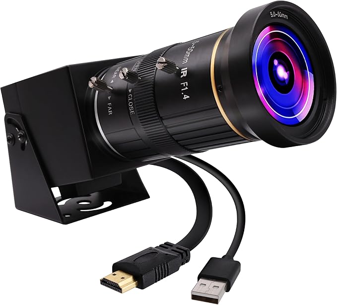 ELP 4K USB HDMI Camera Manual Zoom Webcam - Variable Focus H.264 Telescope USB Security Mini Close-up for Computer - 8mp IMX415 Industrial CCTV (2.8-12mm 4X Zoom Lens)-DeskLoop Office