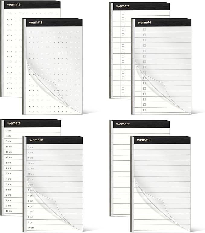 WEMATE Fathers Day 8Pcs Note Pads, Legal Pads 3.5 x 5, Time Schedule, Lined Notepad, To Do List, and Dotted Notepad, Paper Pads,Notebook Paper Writing Pads for School Office (8 Pack of 30)-DeskLoop Office