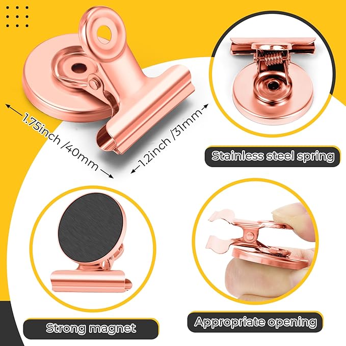 20 Pack Refrigerator Magnets Fridge Magnets, Rose Gold Magnetic Clips Whiteboard Magnets, Magnet Clips Heavy Duty for Photo Displays, Home, Office, Classroom-DeskLoop Office