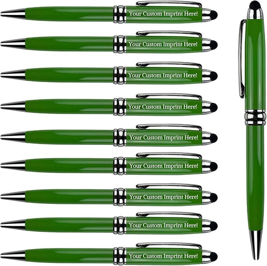 Ancolo Custom Executive Pens Stylus Tip School Writing Set Metal body - Engraved Personal Name pens - with Your Team Name or Slogan/Phone number/Address- 10 Pens/Box-DeskLoop Office