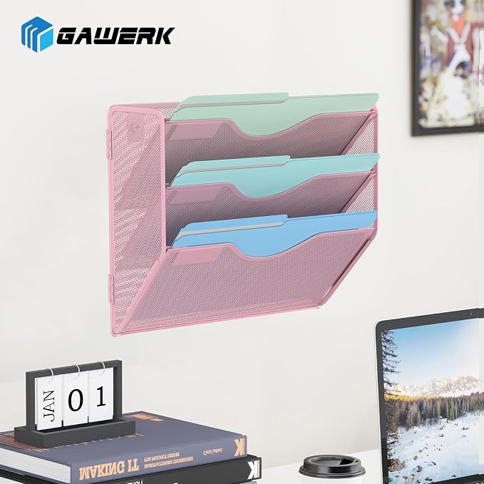 Gawerk 3 Tier Hanging Wall File Organizer, Mesh Mail Paper Orgnization Hanging - Image 7