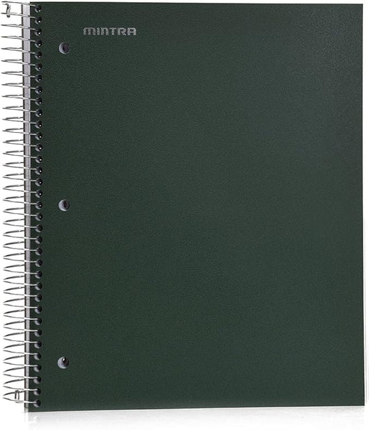 Mintra Office Durable Spiral Notebooks, 5 Subject (Green Olive, College Ruled 1pk)-DeskLoop Office