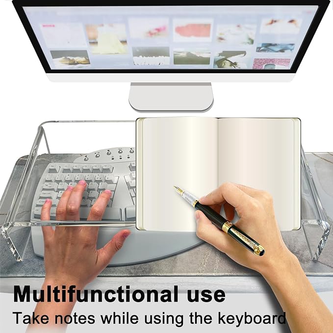 Clear Acrylic Monitor Stand Riser 20", Laptop Keyboard Cover cat Proof, Keyboard Protector Anti-Cat Prevent Cats from Touching Keyboard, Clear Monitor Riser for Keyboard Storage-DeskLoop Office